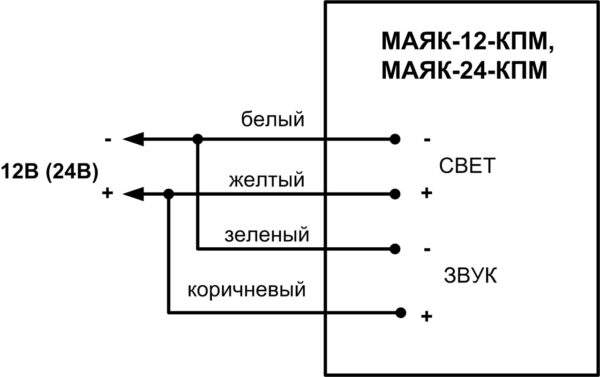 Схема подключения Маяк-12-КПМ и Маяк-24-КП